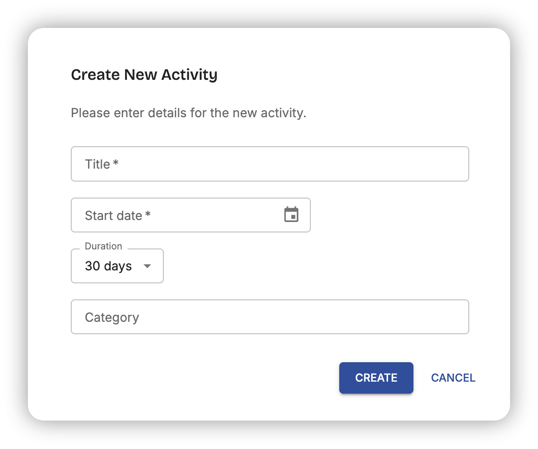 Add Activity Dialog