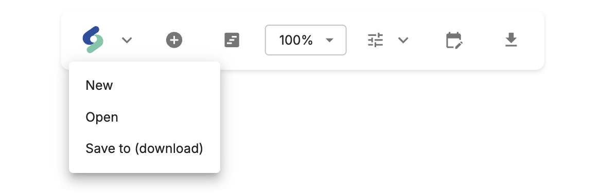 Shira menu in toolbar